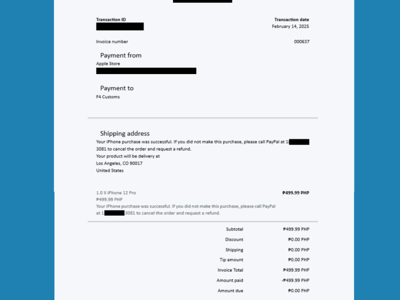 You paid to F4 Customs for invoice&nbsp;000637